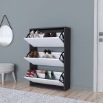 Dulap pantofi Aurskog 110x73,5x24cm pal antracit/alb [en.casa] HausGarden Leisure