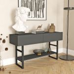 Masa consola Lappeenranta 76x139x43cm antracit/negru [en.casa] HausGarden Leisure