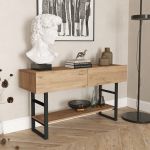 Masa consola Lappeenranta 76x139x43cm stejar/negru [en.casa] HausGarden Leisure