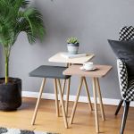 Satztisch Hobro im 3er Set Quadratisch 49 x 34 x 34 cm Grau/Weiß/Rosé [en.casa] HausGarden Leisure