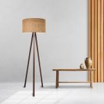 Lampa de podea Newport 140 cm 1 x E27  mdf textil 20 W maro alb maro [lux.pro] HausGarden Leisure