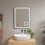 Oglinda baie Pescara 80x60x4cm negru cu LED [pro.tec] HausGarden Leisure
