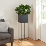 Suport plante Porsgrunn 100x30x30cm metal negru [en.casa] HausGarden Leisure