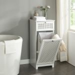 Dulap baie cu cos pentru rufe Karlsøy 90x38x40cm alb [en.casa] HausGarden Leisure