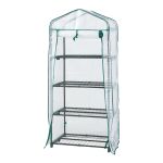 Sera gradina Chaam 158x69x49cm alb cu 4 rafturi [en.casa] HausGarden Leisure