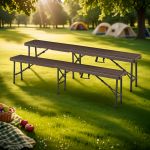 Banca pliabila Lillestrøm maro inchis [en.casa] HausGarden Leisure