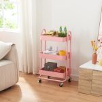 Carucior 3 cosuri servire la masa Pyhäntä 78,5x46x35cm otel roz [en.casa] HausGarden Leisure
