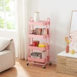 Carucior 4 cosuri servire la masa Pyhäntä 103,5x46x35cm otel roz [en.casa] HausGarden Leisure