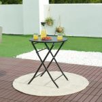 Masa pliabila gradina Sande 71x62cm rotunda otel negru [en.casa] HausGarden Leisure