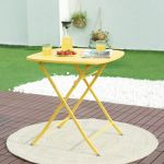 Masa pliabila gradina Sande 71x70x70cm patrata otel galben [en.casa] HausGarden Leisure
