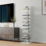 Raft de sine statator cu 10 polite Eksjö 150x39x39cm otel alb [en.casa] HausGarden Leisure