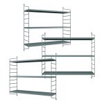 Set 3 buc raft perete Strängnäs 50x60x15cm otel gri albastrui [en.casa] HausGarden Leisure