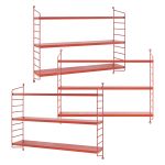 Set 3 buc raft perete Strängnäs 50x60x15cm otel rosu [en.casa] HausGarden Leisure