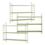 Set 3 buc raft perete Strängnäs 50x60x15cm otel verde maslina [en.casa] HausGarden Leisure