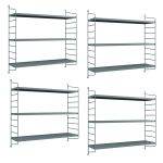Set 4 buc raft perete Strängnäs 50x60x15cm otel gri albastrui [en.casa] HausGarden Leisure