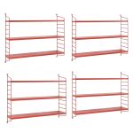 Set 4 buc raft perete Strängnäs 50x60x15cm otel rosu [en.casa] HausGarden Leisure