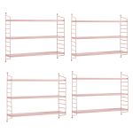 Set 4 buc raft perete Strängnäs 50x60x15cm otel roz [en.casa] HausGarden Leisure