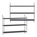 Set 2 buc raft perete Strängnäs 50x60x15cm otel gri inchis [en.casa] HausGarden Leisure