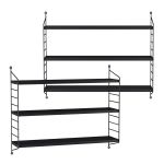 Set 2 buc raft perete Strängnäs 50x60x15cm otel negru [en.casa] HausGarden Leisure