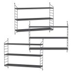 Set 3 buc raft perete Strängnäs 50x60x15cm otel gri inchis [en.casa] HausGarden Leisure