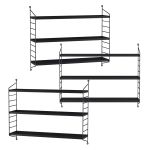 Set 3 buc raft perete Strängnäs 50x60x15cm otel negru [en.casa] HausGarden Leisure
