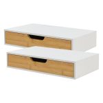 Set 2 buc raft perete Bokn 40x24x8cm bambus alb natur [en.casa] HausGarden Leisure