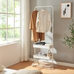 Suport mobil haine Kumad 174,5x58x36cm metal alb [en.casa] HausGarden Leisure