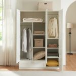 Kleiderschrank Finning 176x120x52 cm 1 Schublade Weiß [en.casa] HausGarden Leisure