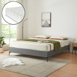 Pat tapitat cu saltea Lilla 160x200cm textil gri inchis [en.casa] HausGarden Leisure