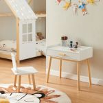 Set birou cu scaun copii Skjervøy natur alb [en.casa] HausGarden Leisure