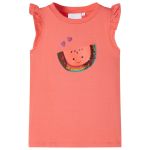 Tricou pentru copii cu mâneci cu volane, coral, 128 GartenMobel Dekor