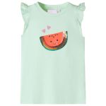 Tricou pentru copii cu mâneci cu volane, verde deschis, 140 GartenMobel Dekor