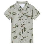 Tricou pentru copii, kaki deschis melanj, 116 GartenMobel Dekor