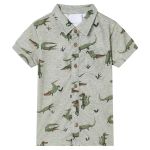 Tricou pentru copii, kaki deschis melanj, 128 GartenMobel Dekor