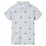 Tricou polo pentru copii,  gri melanj, 128 GartenMobel Dekor