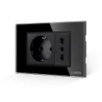Priza Schuko + Universala Italiana cu Rama din Sticla LUXION, Standard Italian, 3M SmartElectro IntelligentHouse