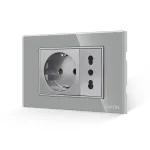 Priza Schuko + Universala Italiana cu Rama din Sticla LUXION, Standard Italian, 3M SmartElectro IntelligentHouse