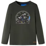 Tricou cu mâneci lungi pentru copii, kaki, 116 GartenMobel Dekor