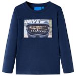 Tricou de copii cu mâneci lungi, bleumarin melanj, 128 GartenMobel Dekor
