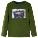 Tricou pentru copii cu mâneci lungi, kaki închis, 104 GartenMobel Dekor