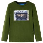 Tricou pentru copii cu mâneci lungi, kaki închis, 92 GartenMobel Dekor
