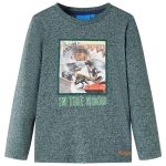 Tricou copii mâneci lungi, verde închis melanj, 92 GartenMobel Dekor