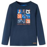 Tricou de copii cu mâneci lungi, bleumarin melanj, 116 GartenMobel Dekor