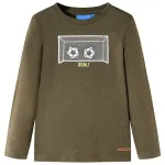 Tricou mâneci lungi de copii, kaki melanj, 128 GartenMobel Dekor