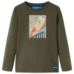 Tricou pentru copii cu mâneci lungi, kaki, 116 GartenMobel Dekor