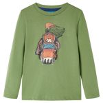 Tricou pentru copii cu mâneci lungi, kaki deschis, 128 GartenMobel Dekor