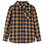 Cămașă în carouri pentru copii, coniac și albastru, 116 GartenMobel Dekor