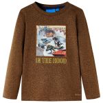 Tricou de copii cu mâneci lungi, coniac melanj, 104 GartenMobel Dekor