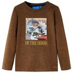 Tricou de copii cu mâneci lungi, coniac melanj, 116 GartenMobel Dekor