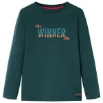 Tricou de copii cu mâneci lungi verde închis 128 GartenMobel Dekor